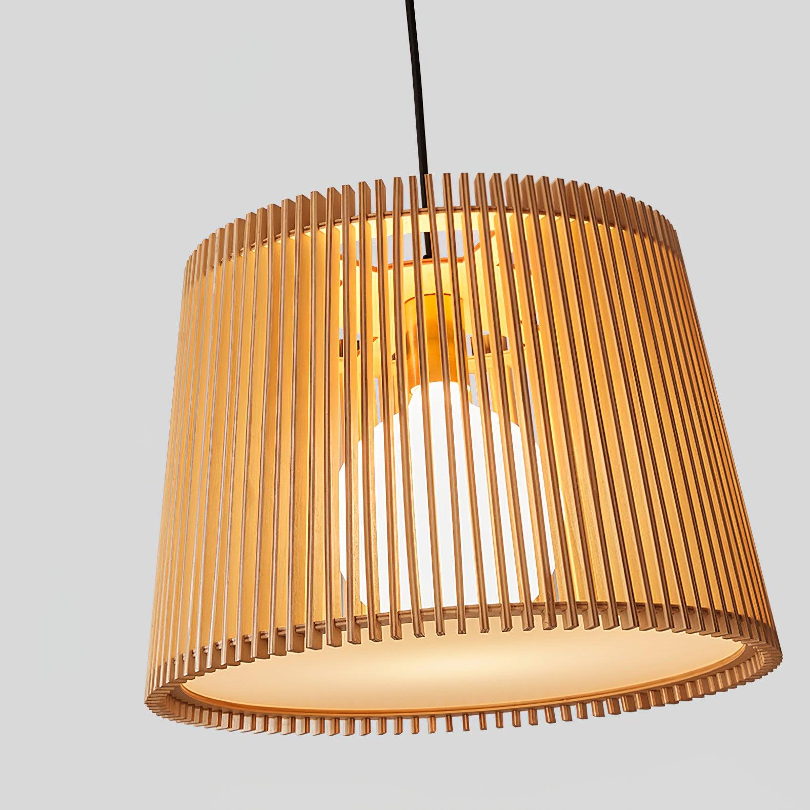 Samantha Wood Slat Pendant Light Natural Wooden Hanging Chandelier for Living Room and Dining Area