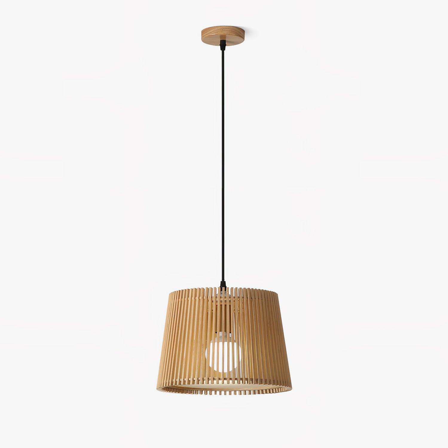 Samantha Wood Slat Pendant Light Natural Wooden Hanging Chandelier for Living Room and Dining Area