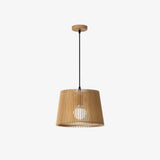 Samantha Wood Slat Pendant Light Natural Wooden Hanging Chandelier for Living Room and Dining Area