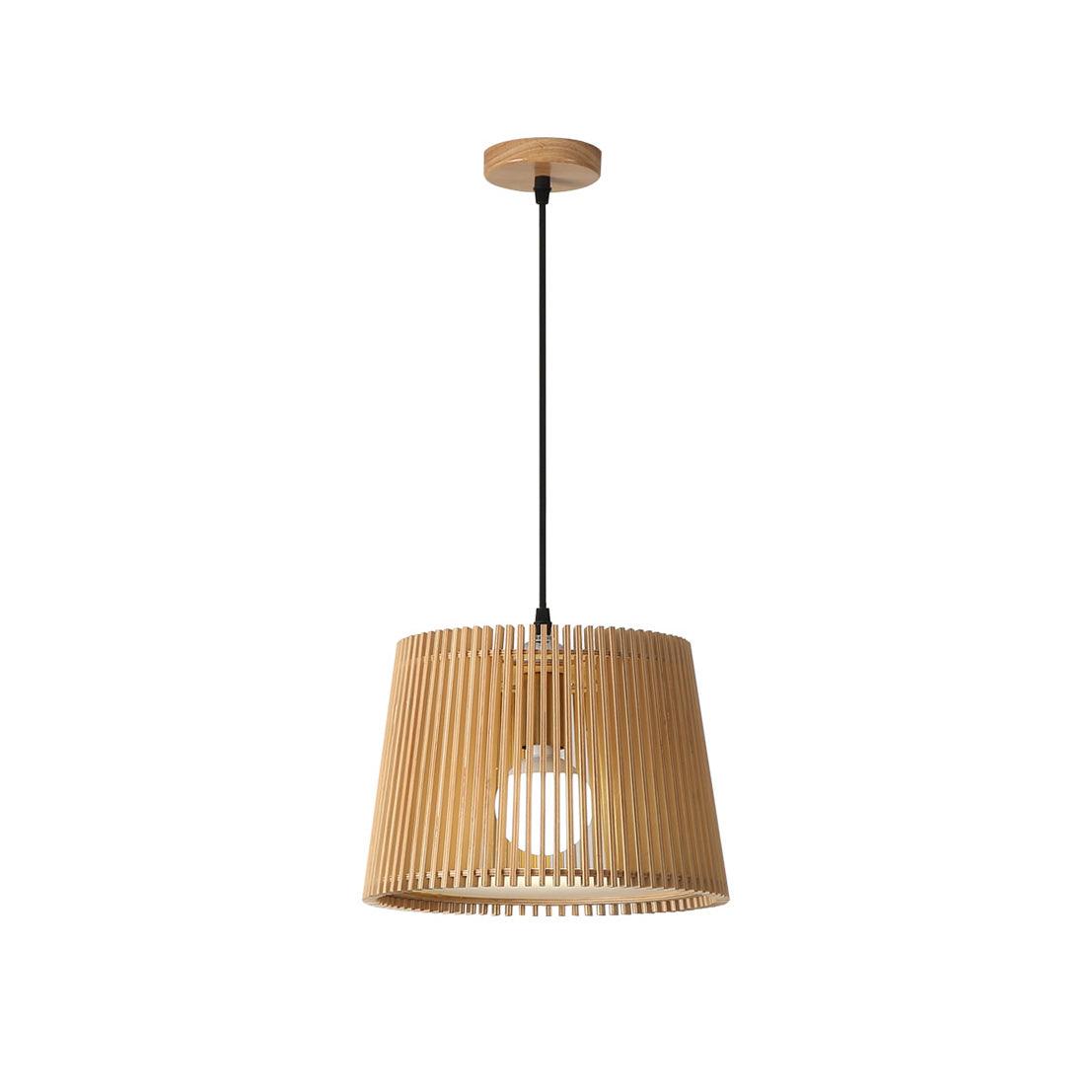 Samantha Wood Slat Pendant Light Natural Wooden Hanging Chandelier for Living Room and Dining Area