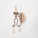 Santa Trinita Vintage Aged Silver Leaf Hand Carved Wood Wall Sconce Light Fixture Set of 2