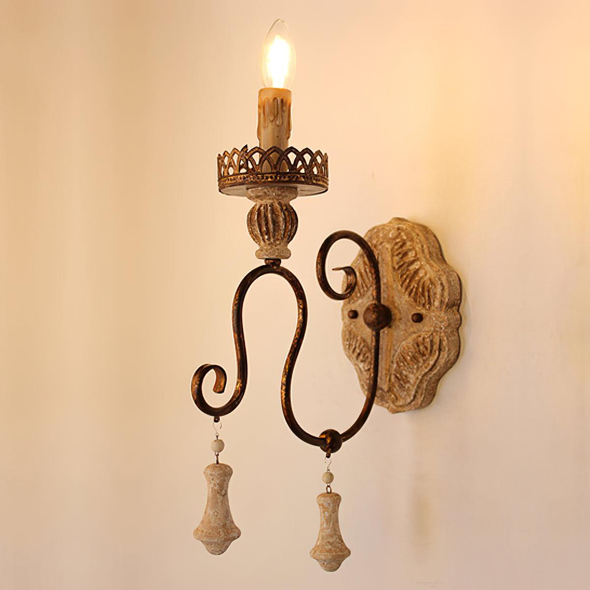 Santa Trinita Vintage Aged Silver Leaf Hand Carved Wood Wall Sconce Light Fixture Set of 2