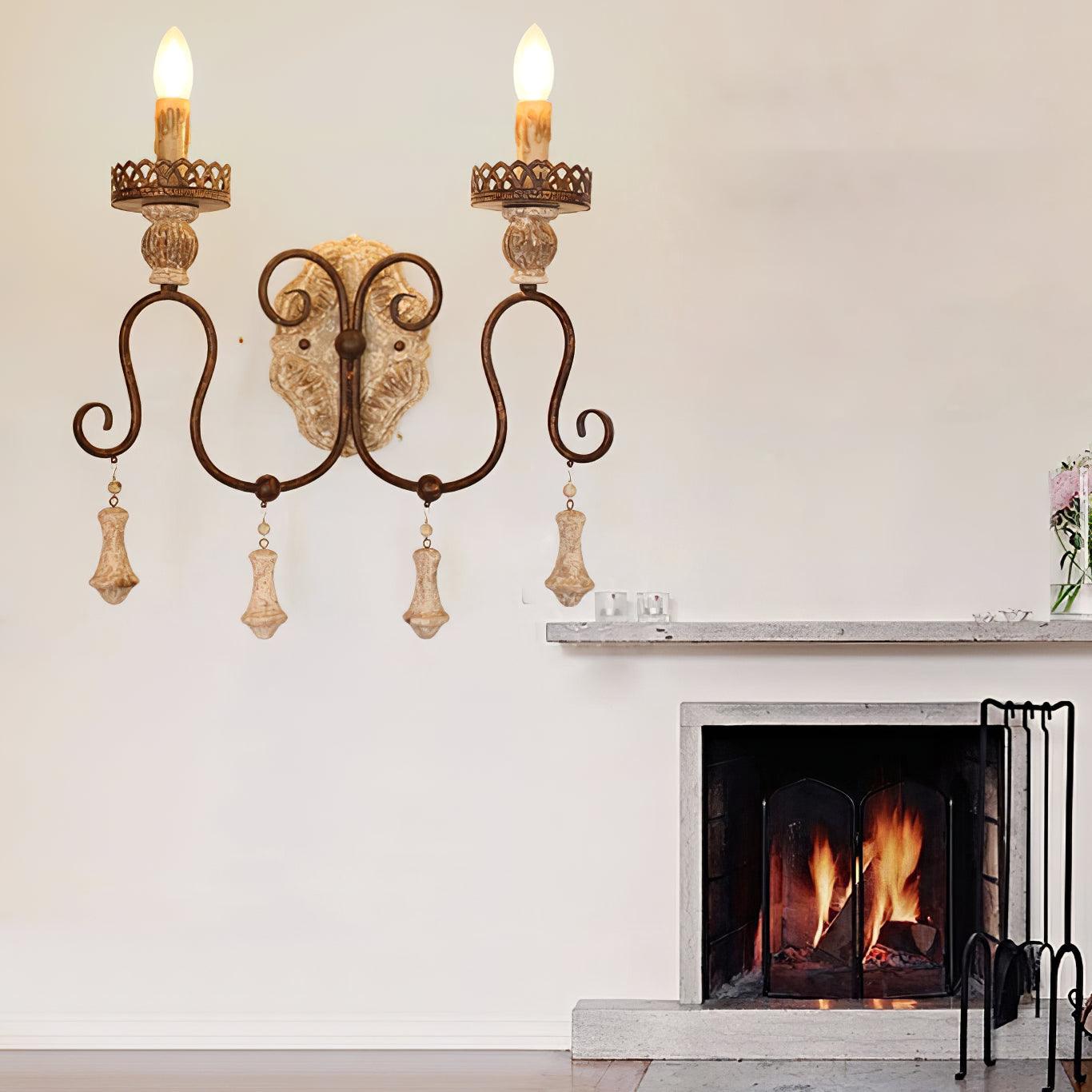 Santa Trinita Vintage Aged Silver Leaf Hand Carved Wood Wall Sconce Light Fixture Set of 2