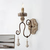 Santa Trinita Vintage Aged Silver Leaf Hand Carved Wood Wall Sconce Light Fixture Set of 2