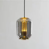 Savannah Smoke Gray Glass Pendant Light with Gold Finish Integrated LED Ceiling Hanging Lamp