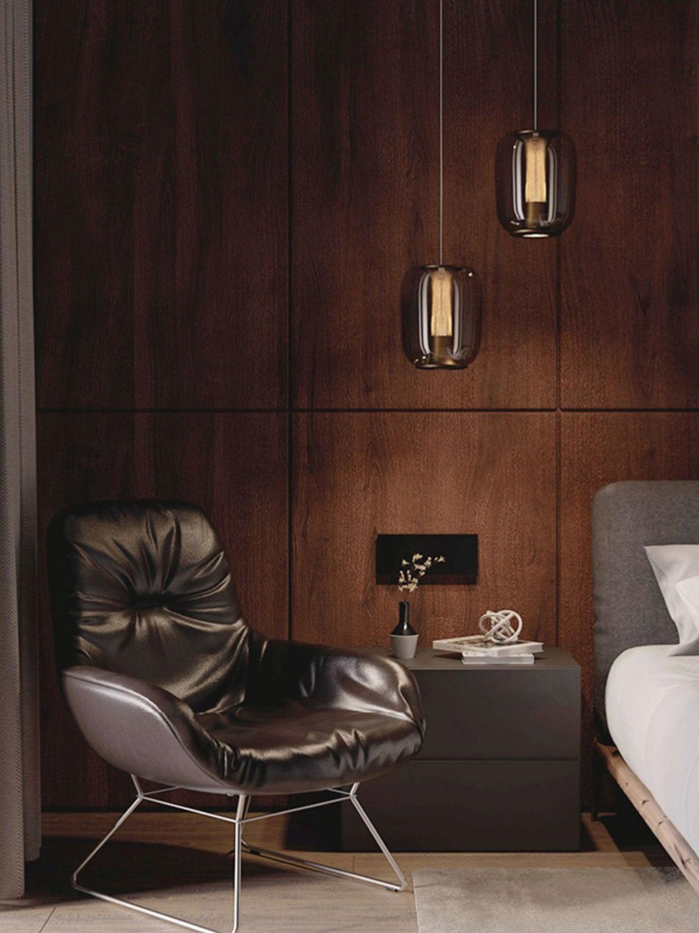 Savannah Smoke Gray Glass Pendant Light with Gold Finish Integrated LED Ceiling Hanging Lamp