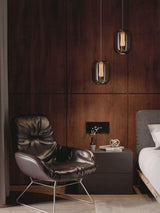 Savannah Smoke Gray Glass Pendant Light with Gold Finish Integrated LED Ceiling Hanging Lamp