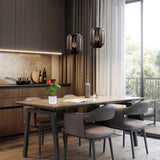 Savannah Smoke Gray Glass Pendant Light with Gold Finish Integrated LED Ceiling Hanging Lamp