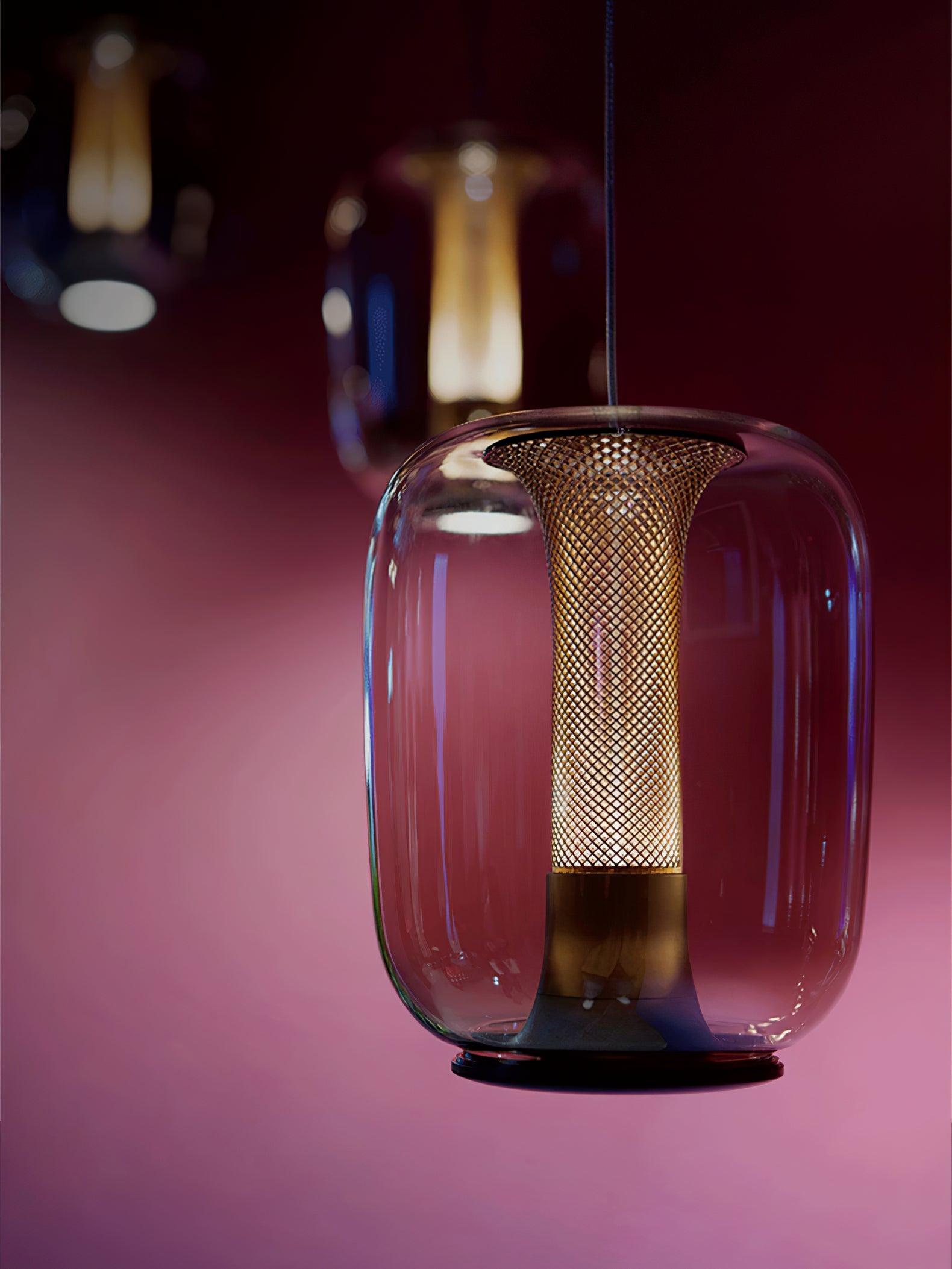 Savannah Smoke Gray Glass Pendant Light with Gold Finish Integrated LED Ceiling Hanging Lamp