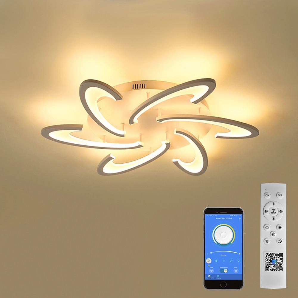 Modern Geometric Acrylic LED Flush Mount Ceiling Lamp with Dimmable Multi Layer Design for Living Room