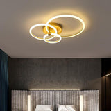 Gold Circular LED Flush Mount Ceiling Light Dimmable Modern Ring Chandelier Fixture