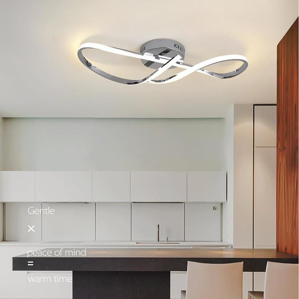 Modern Wavy LED Semi Flush Mount Ceiling Light Dimmable Twisted Spiral Linear Nordic Fixture