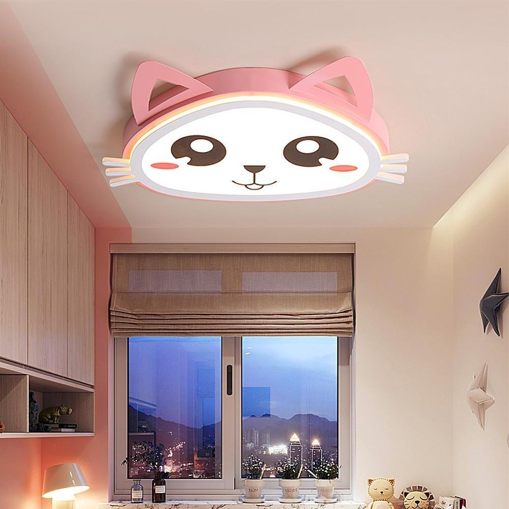 Modern Pink Animal Silhouette Dimmable LED Ceiling Light for Childrens Bedroom Nursery
