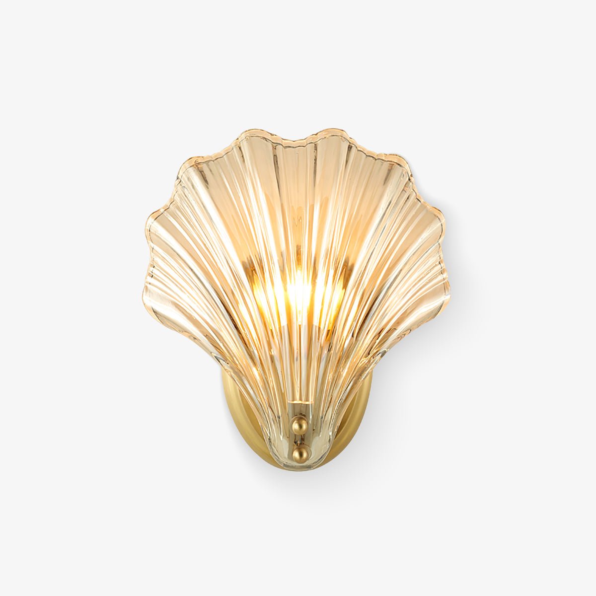 Scalloped Glass Shell Wall Sconce Set of 2 with Brass Finish for Indoor Lighting