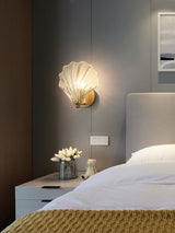 Scalloped Glass Shell Wall Sconce Set of 2 with Brass Finish for Indoor Lighting