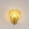 Scalloped Glass Shell Wall Sconce Set of 2 with Brass Finish for Indoor Lighting