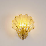 Scalloped Glass Shell Wall Sconce Set of 2 with Brass Finish for Indoor Lighting
