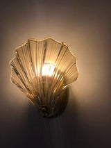 Scalloped Glass Shell Wall Sconce Set of 2 with Brass Finish for Indoor Lighting