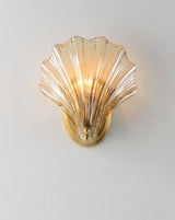 Scalloped Glass Shell Wall Sconce Set of 2 with Brass Finish for Indoor Lighting