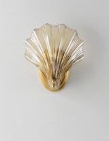 Scalloped Glass Shell Wall Sconce Set of 2 with Brass Finish for Indoor Lighting