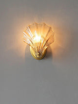 Scalloped Glass Shell Wall Sconce Set of 2 with Brass Finish for Indoor Lighting