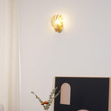 Scalloped Glass Shell Wall Sconce Set of 2 with Brass Finish for Indoor Lighting