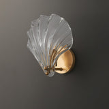 Scalloped Glass Shell Wall Sconce Set of 2 with Brass Finish for Indoor Lighting