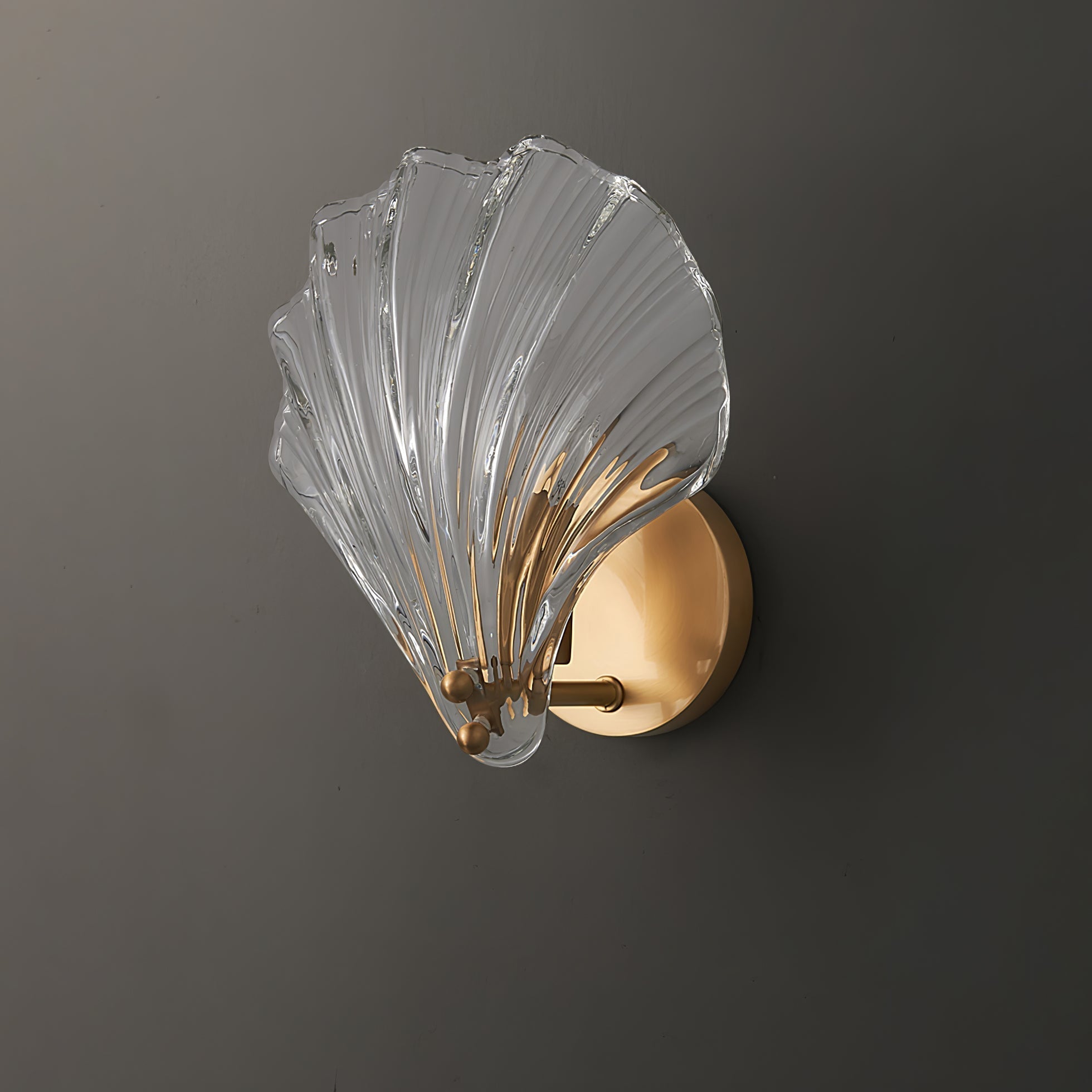 Scalloped Glass Shell Wall Sconce Set of 2 with Brass Finish for Indoor Lighting