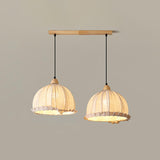 Scandi Sanna Fabric Pendant Lamp with Wood Accents Modern Interior Hanging Light