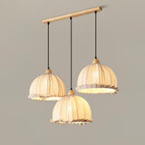 Scandi Sanna Fabric Pendant Lamp with Wood Accents Modern Interior Hanging Light