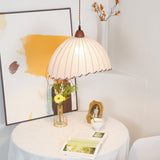 Scandi Sanna Fabric Pendant Lamp with Wood Accents Modern Interior Hanging Light