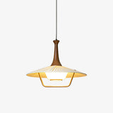 Scandinavian Eikon Hanging Pendant Lamp with Walnut Wood Neck and Fabric Shade