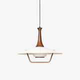 Scandinavian Eikon Hanging Pendant Lamp with Walnut Wood Neck and Fabric Shade