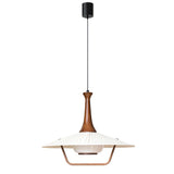 Scandinavian Eikon Hanging Pendant Lamp with Walnut Wood Neck and Fabric Shade