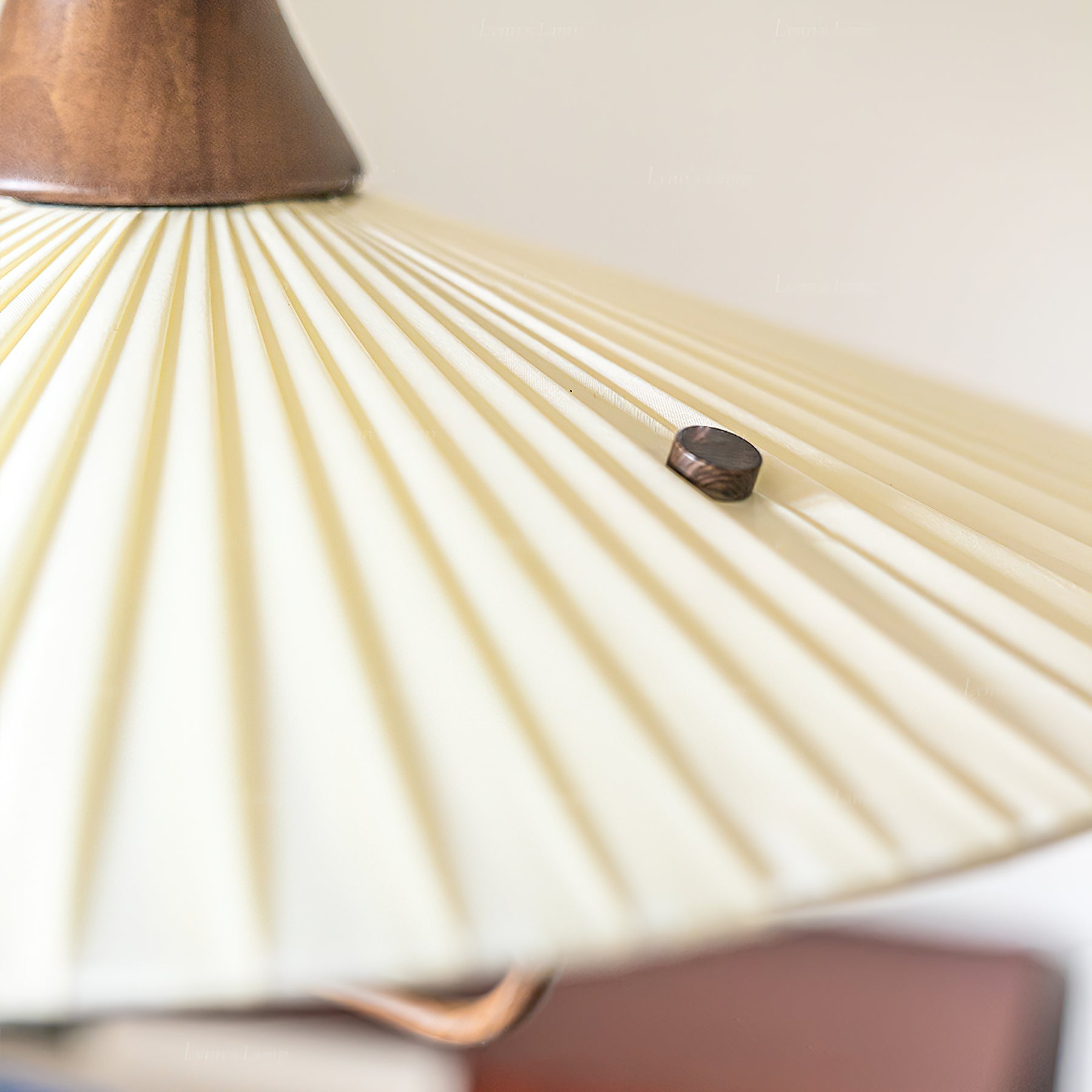 Scandinavian Eikon Hanging Pendant Lamp with Walnut Wood Neck and Fabric Shade