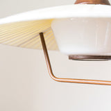 Scandinavian Eikon Hanging Pendant Lamp with Walnut Wood Neck and Fabric Shade