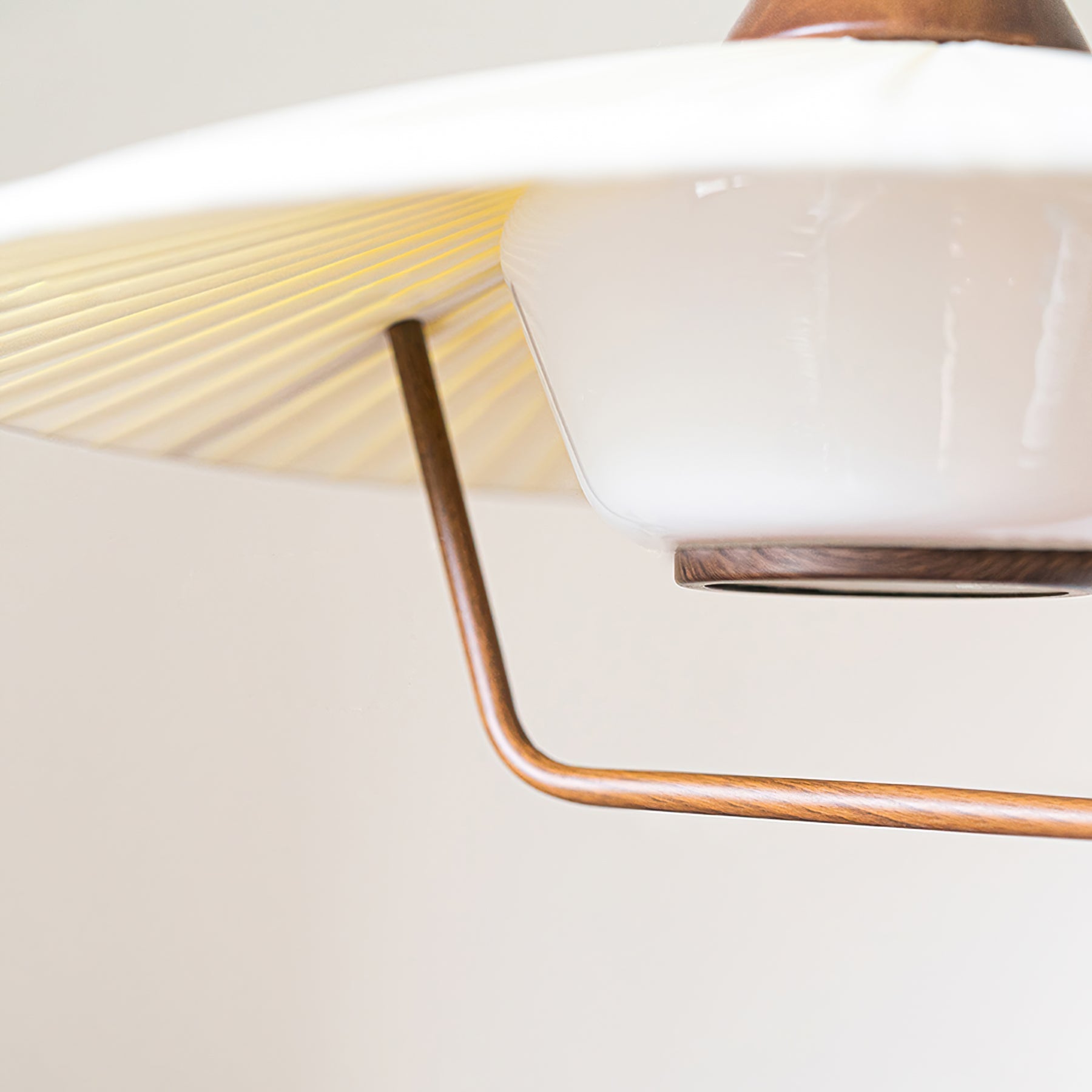 Scandinavian Eikon Hanging Pendant Lamp with Walnut Wood Neck and Fabric Shade