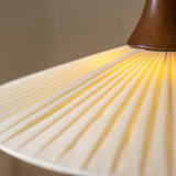 Scandinavian Eikon Hanging Pendant Lamp with Walnut Wood Neck and Fabric Shade