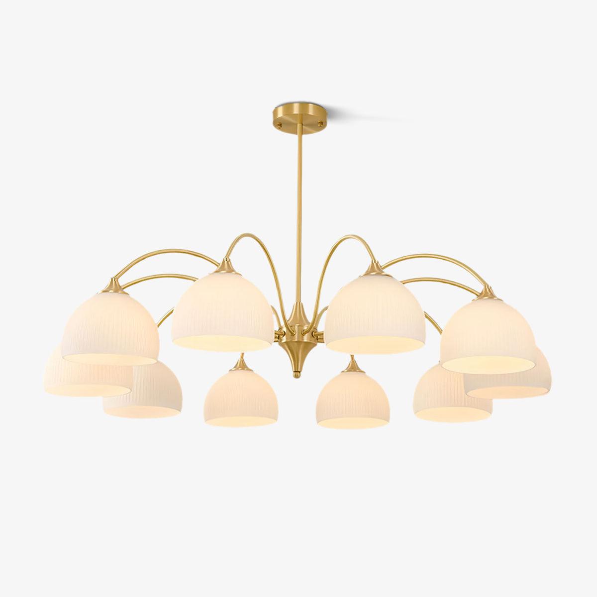 Scandinavian Striped Glass Bowl Chandelier Modern Gold Pendant Light for Dining Room