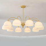 Scandinavian Striped Glass Bowl Chandelier Modern Gold Pendant Light for Dining Room