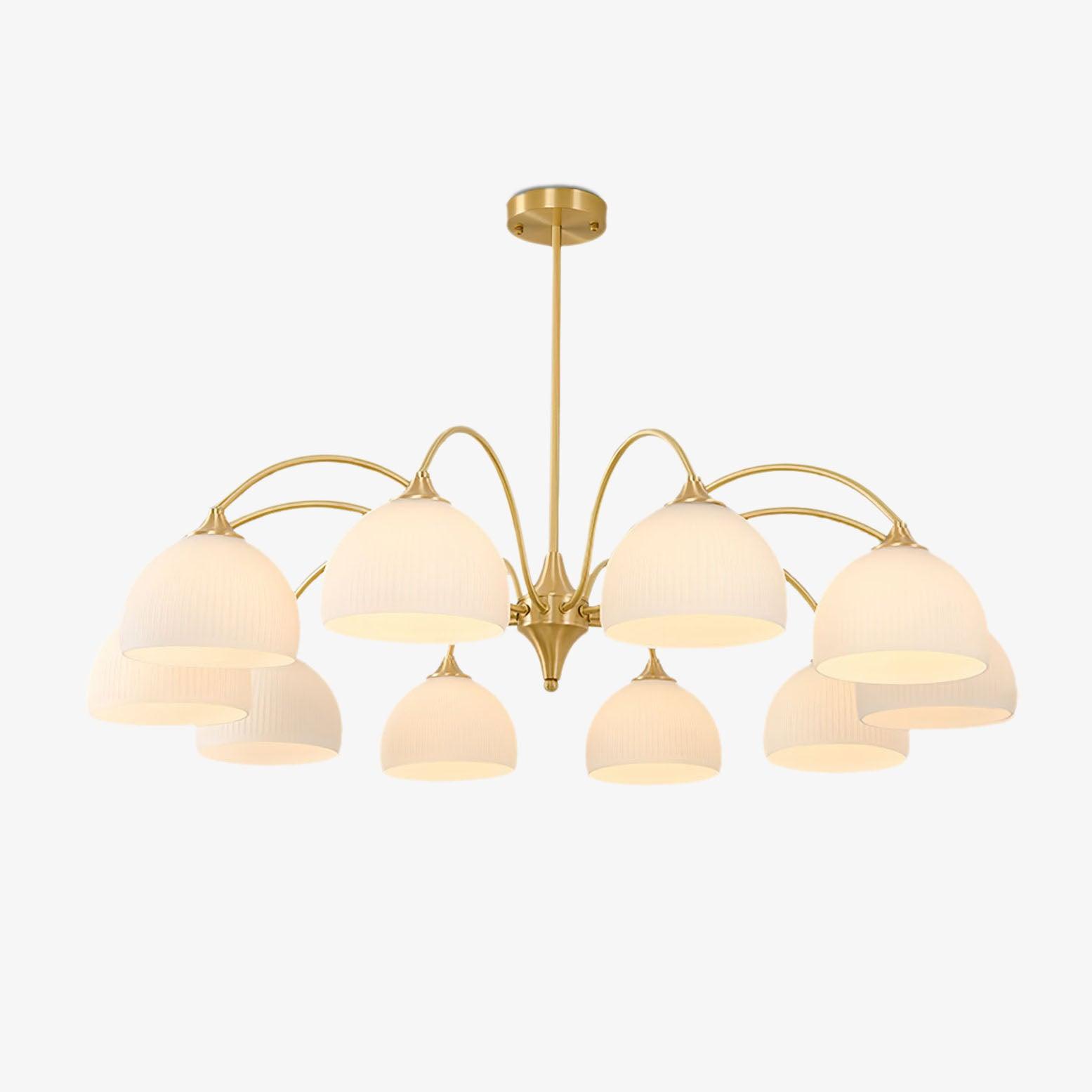 Scandinavian Striped Glass Bowl Chandelier Modern Gold Pendant Light for Dining Room