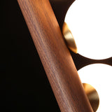 Scandinavian Vertical Wood Column Pendant Light with White Glass Orbs for Modern Home Decor