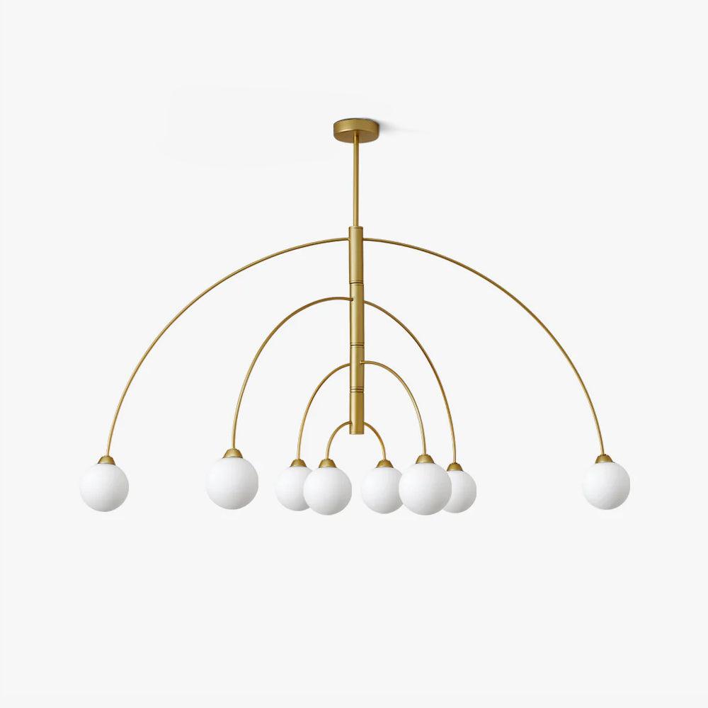 Sculptural Modern Glass Globe Chandelier with Curved Arms Mid Century Sputnik Ceiling Light