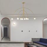 Sculptural Modern Glass Globe Chandelier with Curved Arms Mid Century Sputnik Ceiling Light