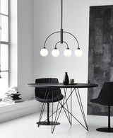 Sculptural Modern Glass Globe Chandelier with Curved Arms Mid Century Sputnik Ceiling Light