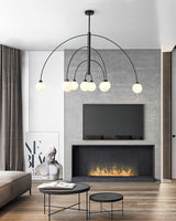 Sculptural Modern Glass Globe Chandelier with Curved Arms Mid Century Sputnik Ceiling Light