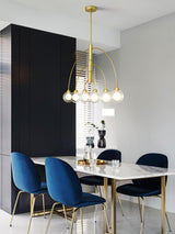Sculptural Modern Glass Globe Chandelier with Curved Arms Mid Century Sputnik Ceiling Light