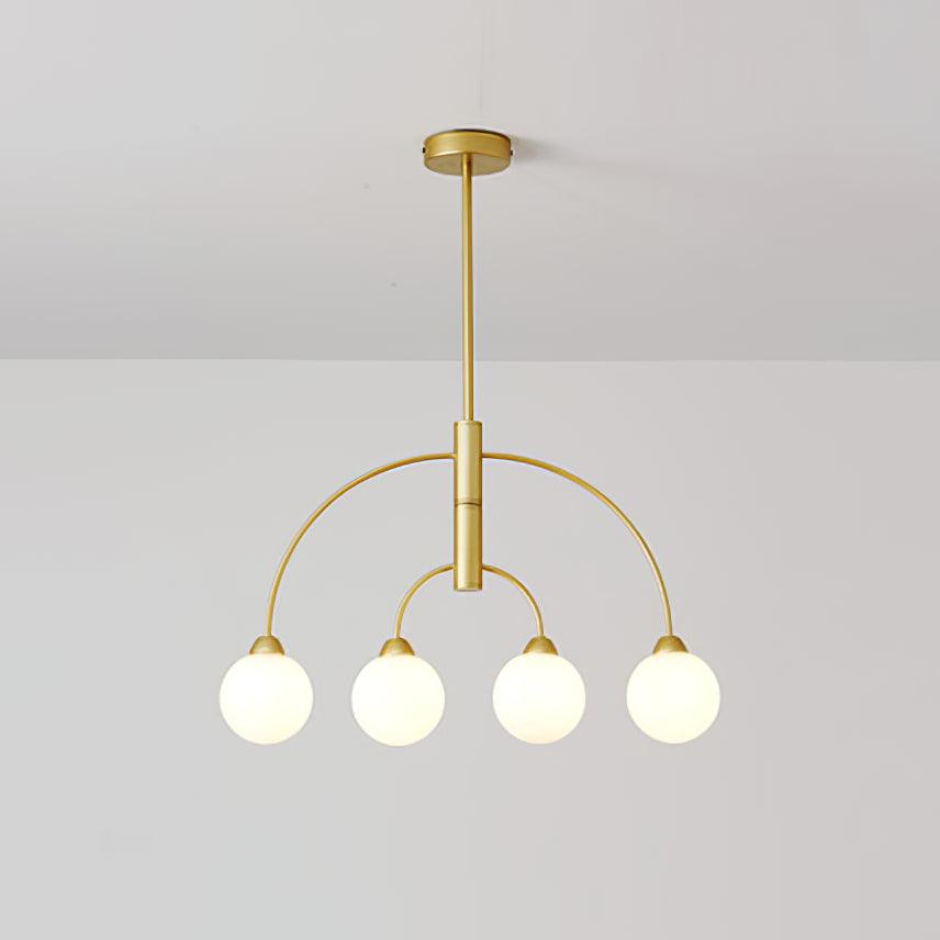 Sculptural Modern Glass Globe Chandelier with Curved Arms Mid Century Sputnik Ceiling Light