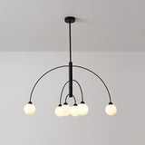 Sculptural Modern Glass Globe Chandelier with Curved Arms Mid Century Sputnik Ceiling Light