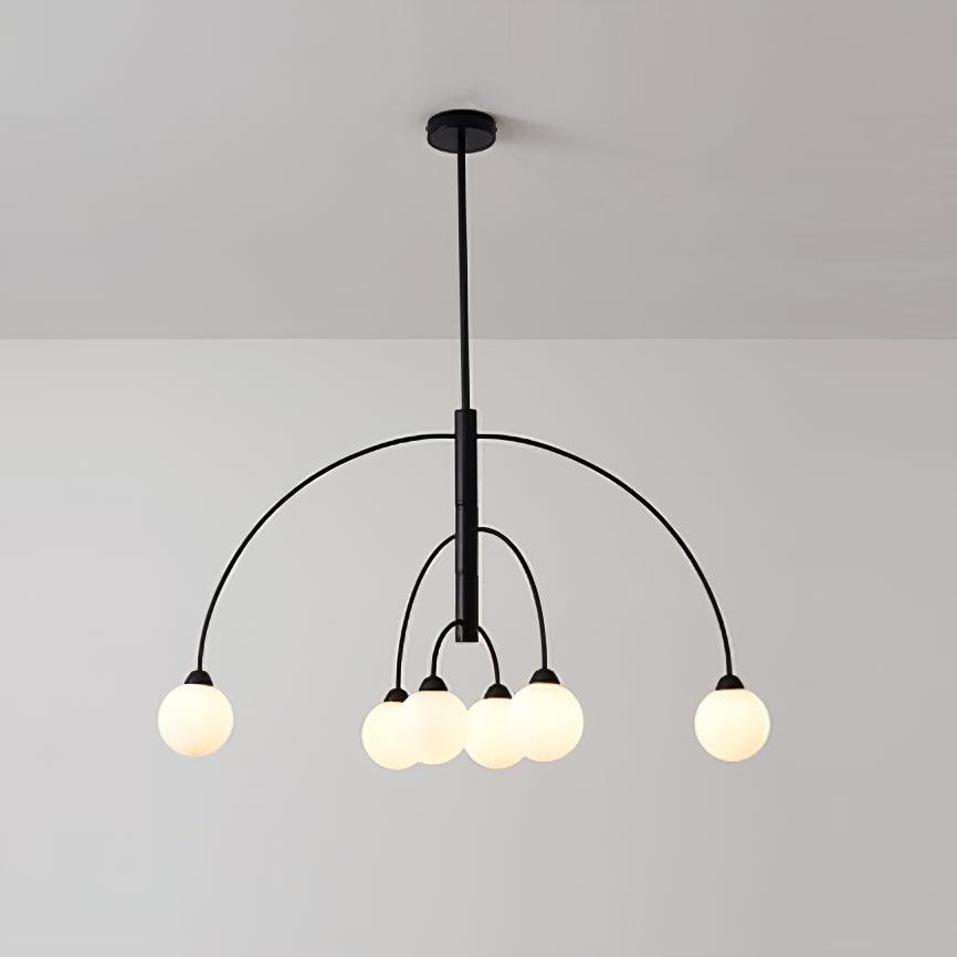 Sculptural Modern Glass Globe Chandelier with Curved Arms Mid Century Sputnik Ceiling Light